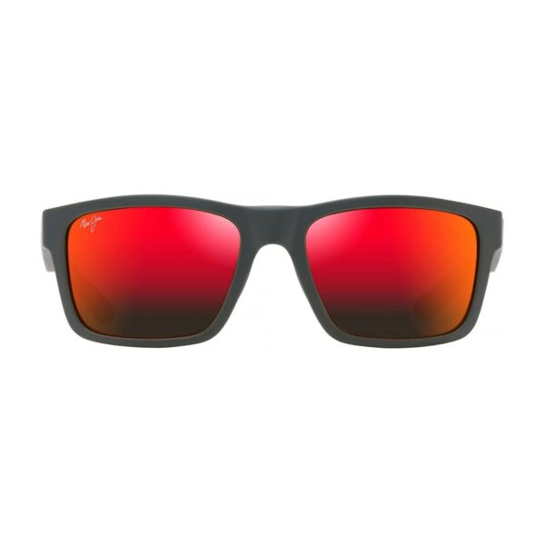 Maui Jim Dark Grey with Brick Red The Flats Sunglasses Hawaii Lava Lens Signature Stag