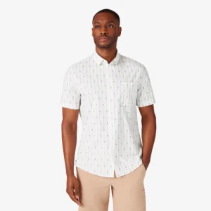 Mizzen + Main Short Sleeve Leeward Shirt Rose Cactus Stripe