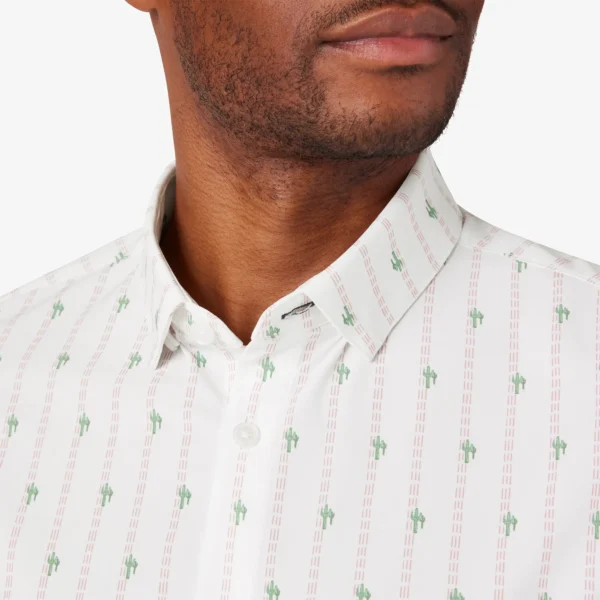 Mizzen + Main Short Sleeve Leeward Shirt Rose Cactus Stripe Signature Stag