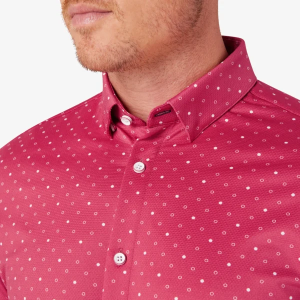 Mizzen + Main Short Sleeve Halyard No-Tuck Shirt Red Clay Dot Dress Shirts