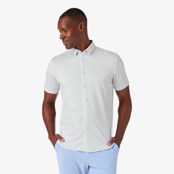 Mizzen + Main Short Sleeve Halyard No-Tuck Shirt Sky Triple Dot