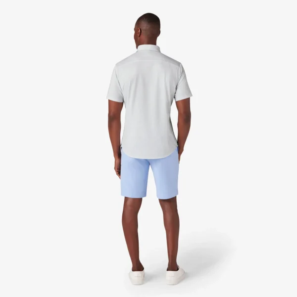 Mizzen + Main Short Sleeve Halyard No-Tuck Shirt Sky Triple Dot Signature Stag Golf Shirt