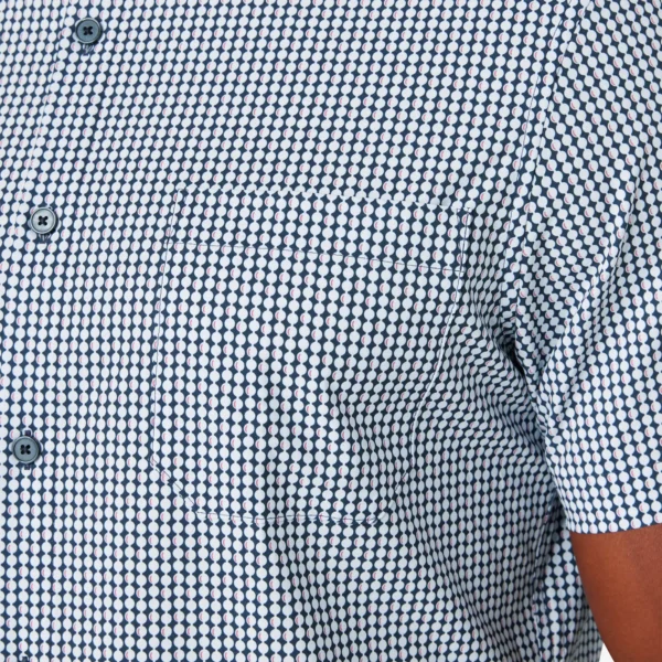Mizzen + Main Short Sleeve Leeward Shirt Navy Circle Geo Lubbock Menswear