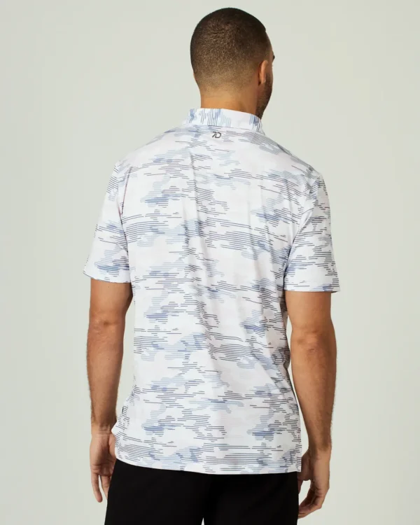 7Diamonds Marley Short Sleeve Polo White Blue Camo at Signature Stag Lubbock