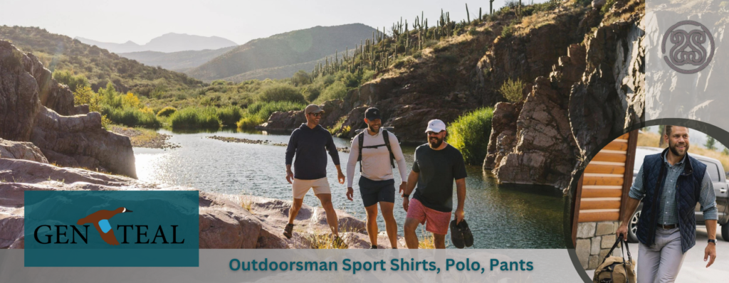 Shop Genteal Apparel for Outdoorsmen with Sports Shirts, Polo, and Pants for Men. Genteal Banner.