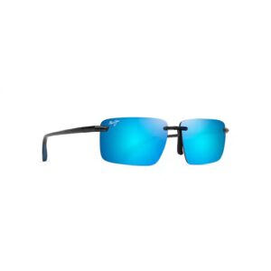 Maui Jim Shiny Dark Grey Laulima Sunglasses Hawaii Blue Lens