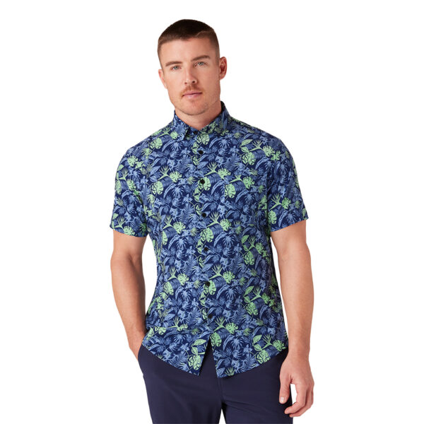 Mizzen + Main Short Sleeve Leeward Shirt Blueprint Palm